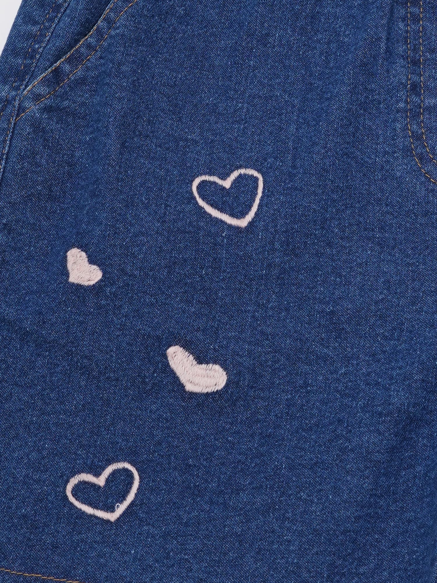 CREATIVE KIDS Girl Navy Blue Embroidered Denim Shorts - Image 3 thumbnail
