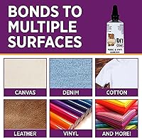 Vista 5 de Aleene's Pegamento para manualidades para tela y vinilo, se seca transparente, unión permanente, secado rápido en segundos, 1.5 onzas