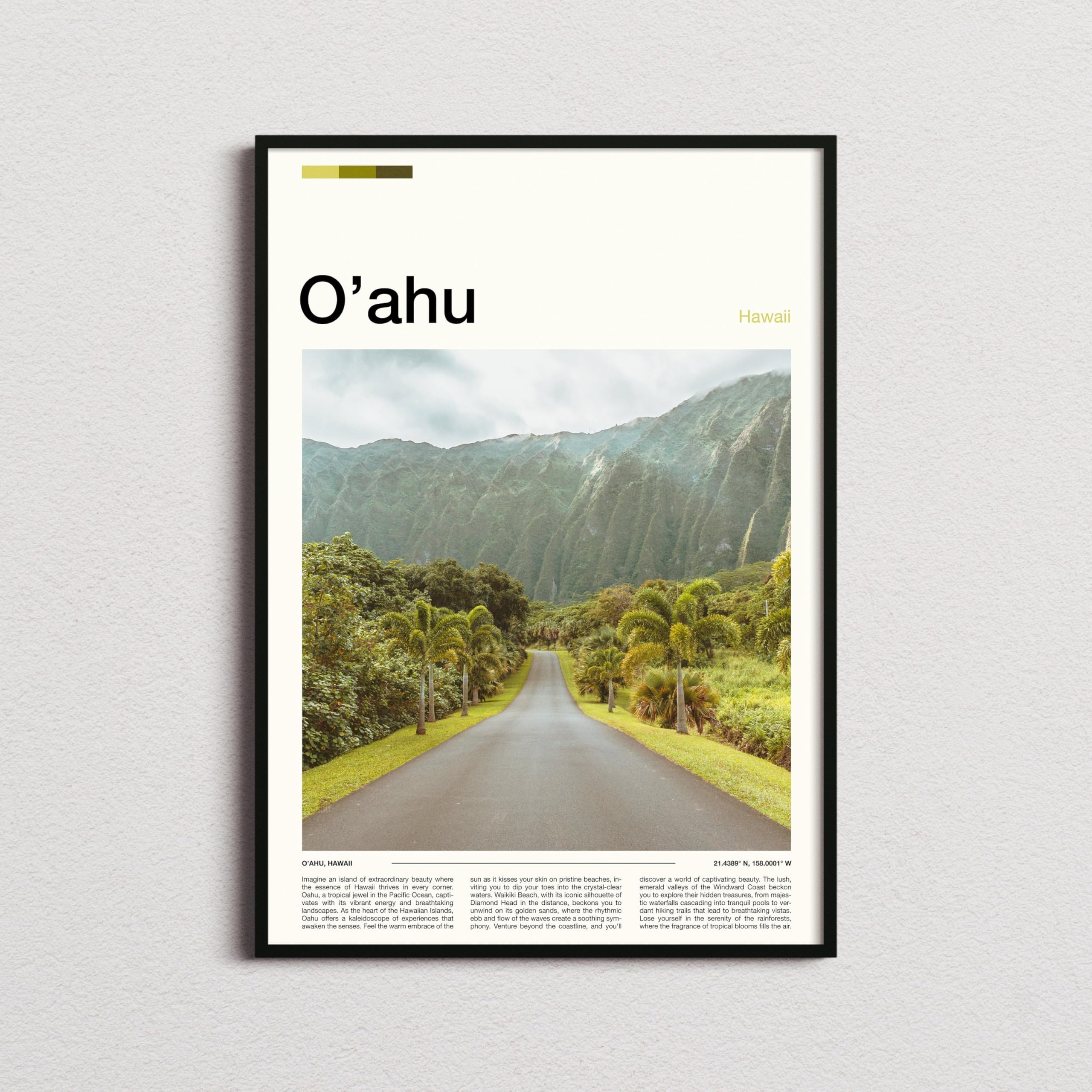 PosterStoreUS O'ahu Print, Oahu Poster, Oahu Wall Art, Hawaii Art Print, Oahu Photo Unframed #1531