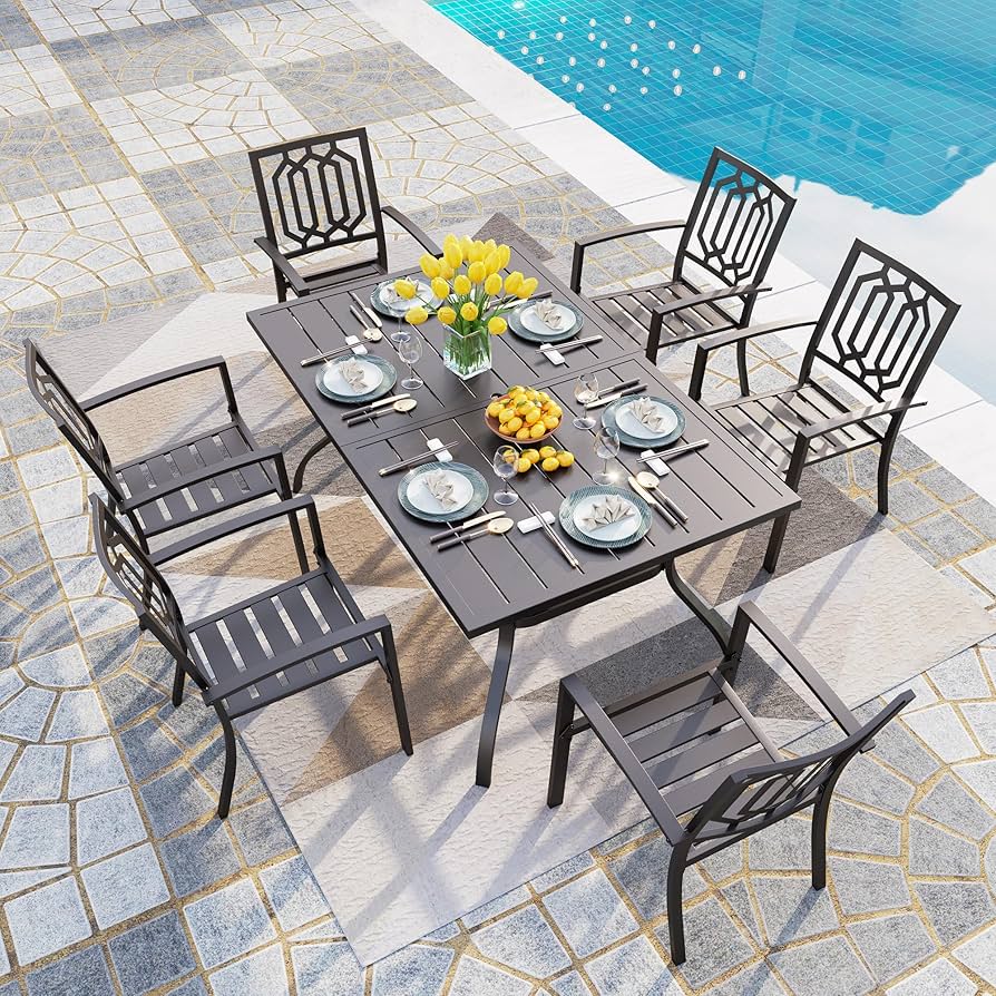 Outdoor Dining Set With Rectangular Table And Rattan Maldives