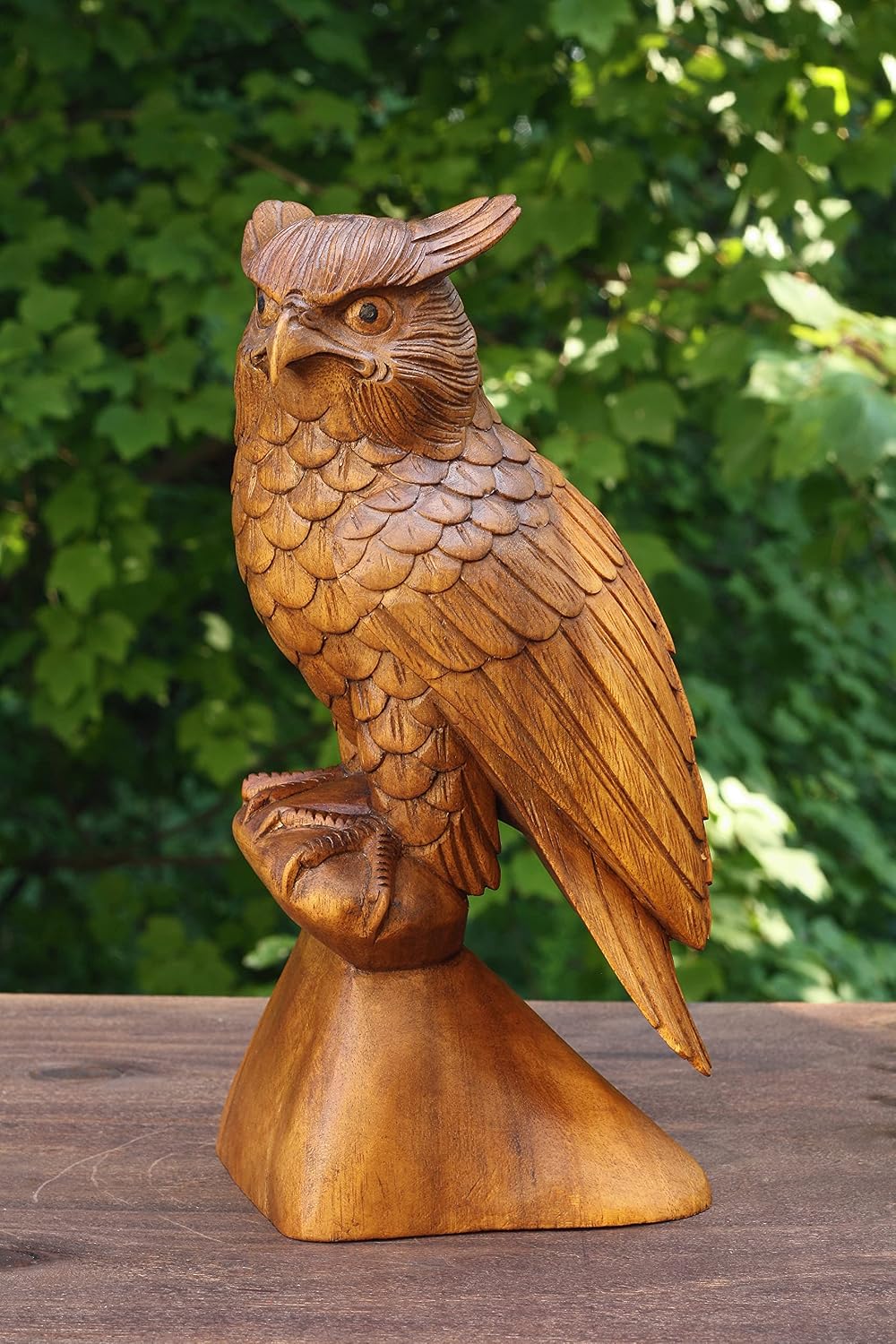 🛒 Crazy Deals G6 COLLECTION 12 Large Wooden Handmade Owl Statue Handcrafted Figurine Art Home Decor Sculpture Wood Hand Carved Decorative Accent Decoration Large Owl