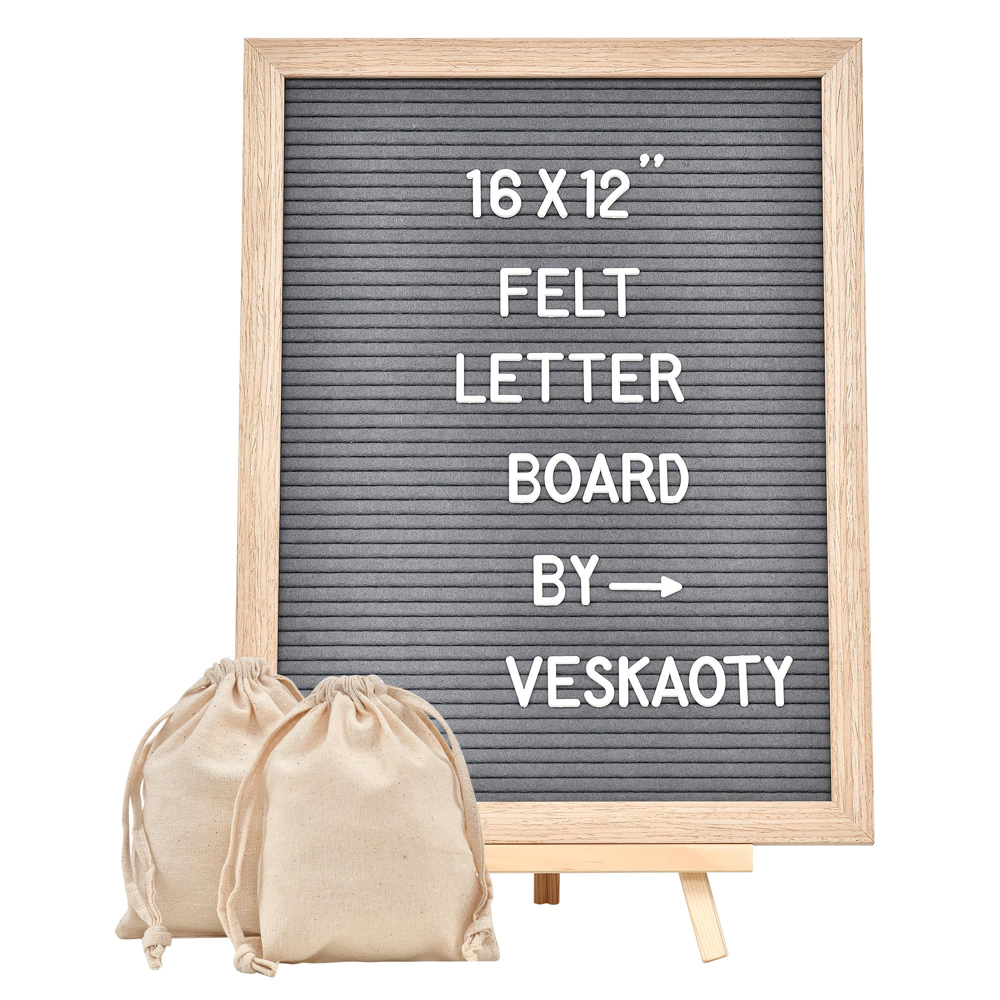 Felt Letter Board with 402 Letters, Numbers & Symbols - 12 x 16 inch Large Changeable Message Board with Wooden Frame Wall Mount Hook, 2 Canvas Bags,