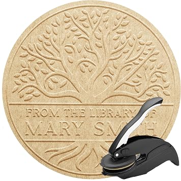Book Embosser Personalized from The Library of | Ex Libris Stamp | Floral Book Stamp Custom Library Stamps | Customize Your Name and Design | Self-Inking Wood Handle