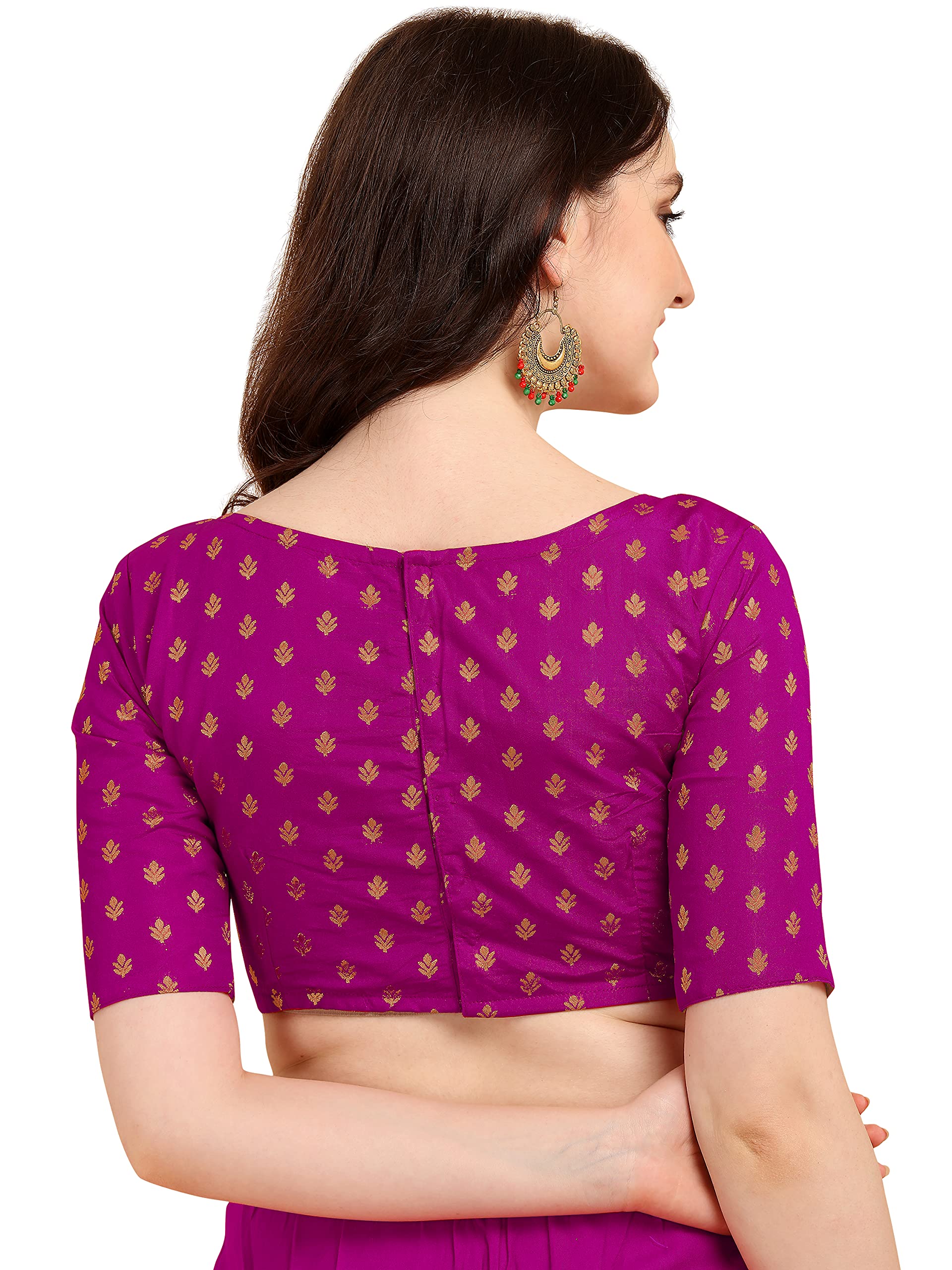 Oomph Jacquard Pink Readymade Blouse For Women - Rbbl48S