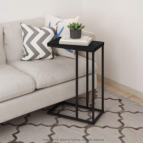 Miniatura 57 de Furinno Turn-N-Tube - Mesa auxiliar en forma de C con ruedas, robre francés gris/negro Roble francés gris/negro.,Ámbar Pino/Negro,Espresso /