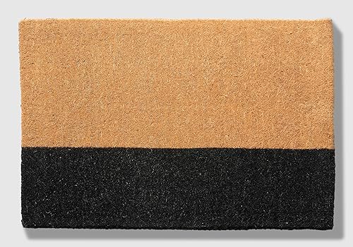 Miniatura 4 de Fab Habitat Tapete moderno extra grueso, tejido a mano, duradero, fibra de coco natural, entrada, puerta delantera, porche, patio, cinturón negro,