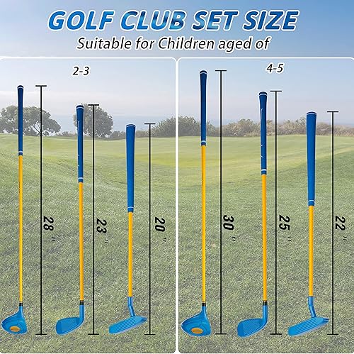 Vista 18 de PGM Juego de palos de golf para niños, puede golpear pelotas reales, palos de 3 piezas que incluye madera, hierro y putter, ideal para niños y niñas