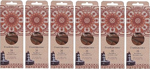 Hosley Conos de incienso marrón con reflujo de incienso, aroma de larga duración para positividad y aire puro, polvo de madera, aromaterapia para