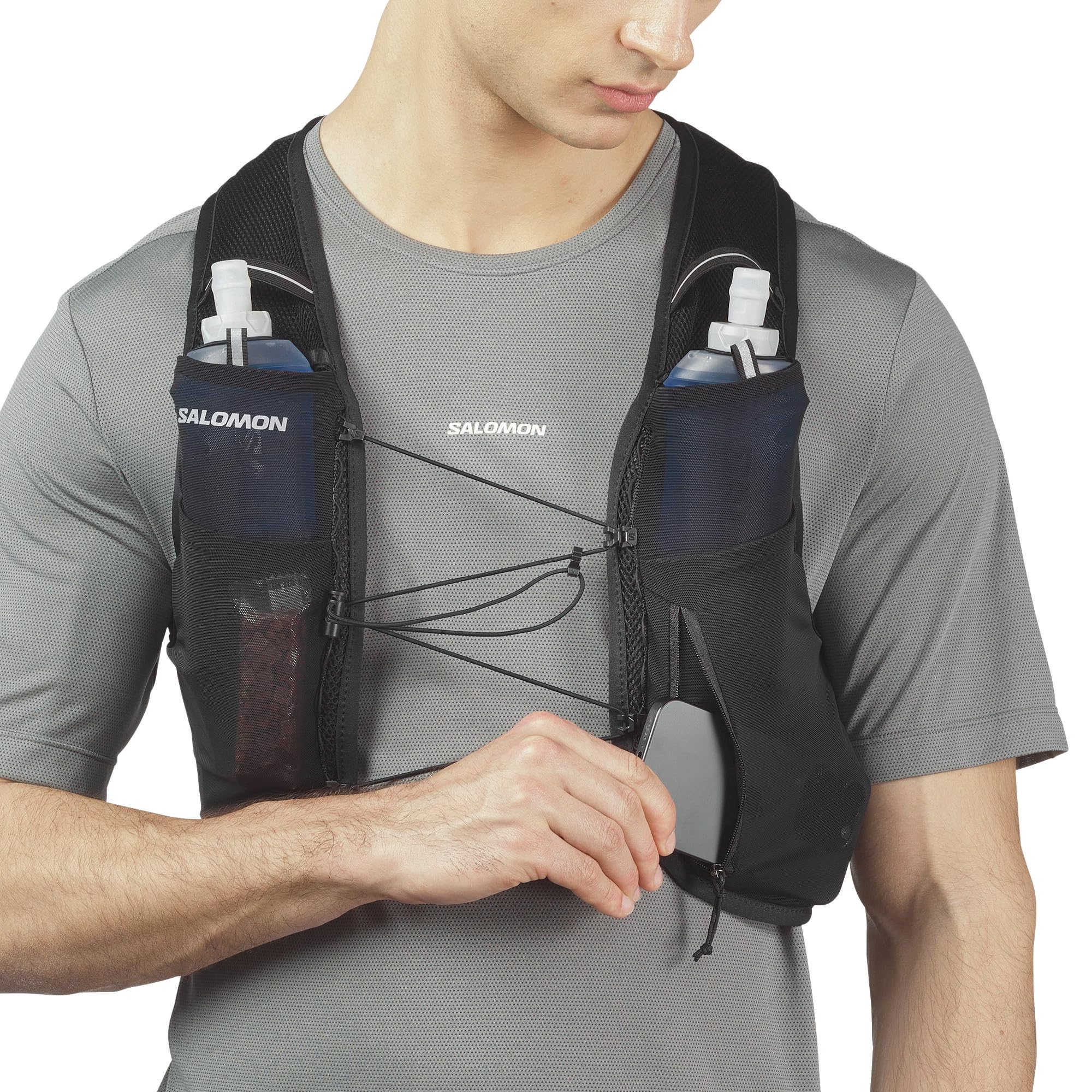 Salomon Adv Hydra Vest 4 Chaleco para correr con Flask incluido Unisex, Comodidad y estabilidad, Rápido acceso a la hidratación, Simplicidad