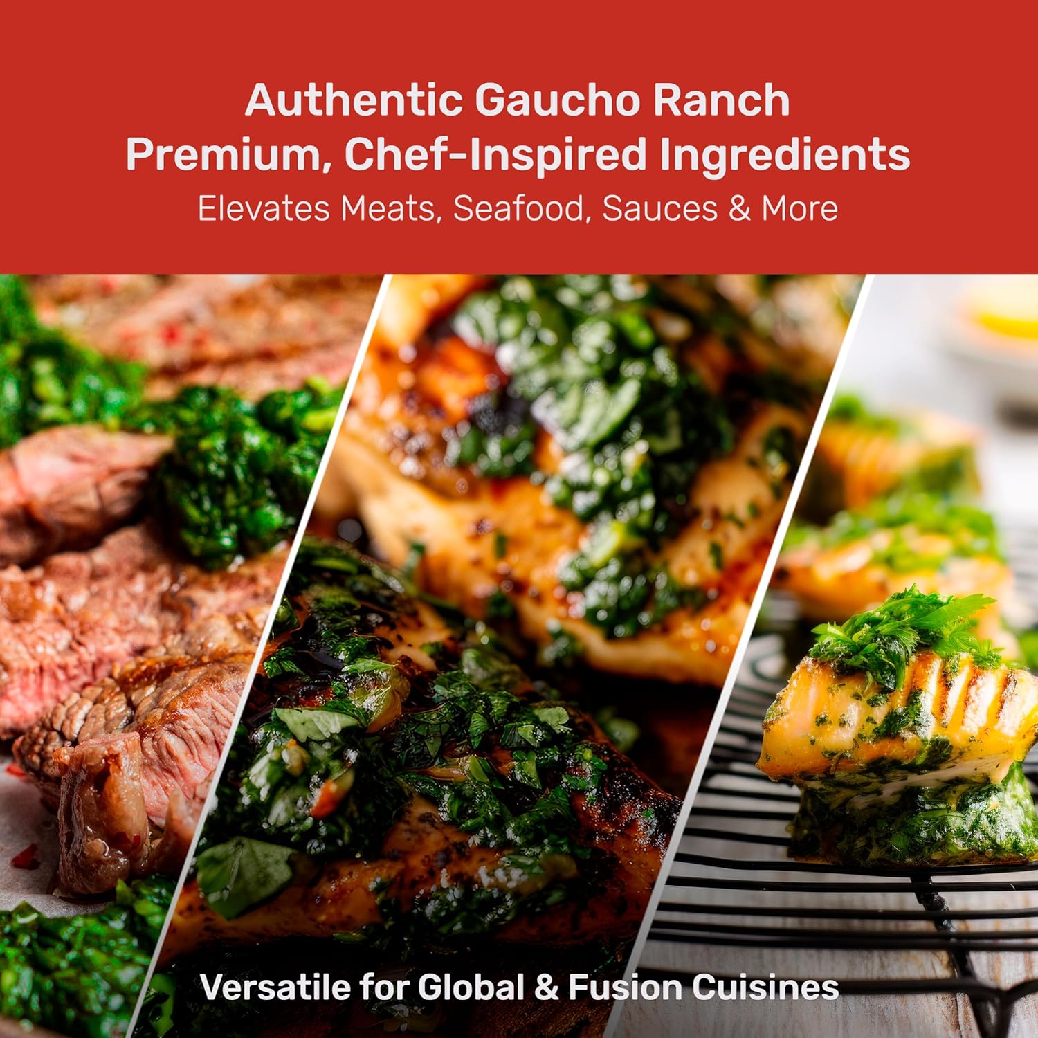 Gaucho Ranch Mild Hot Chimichurri Sauce, Zesty Gluten-Free Chimichurri Seasoning Blend with Fresh Organic Herbs, Premium Vegan Mild Hot Chimichurri Flavor, 1 Gallon Jug
