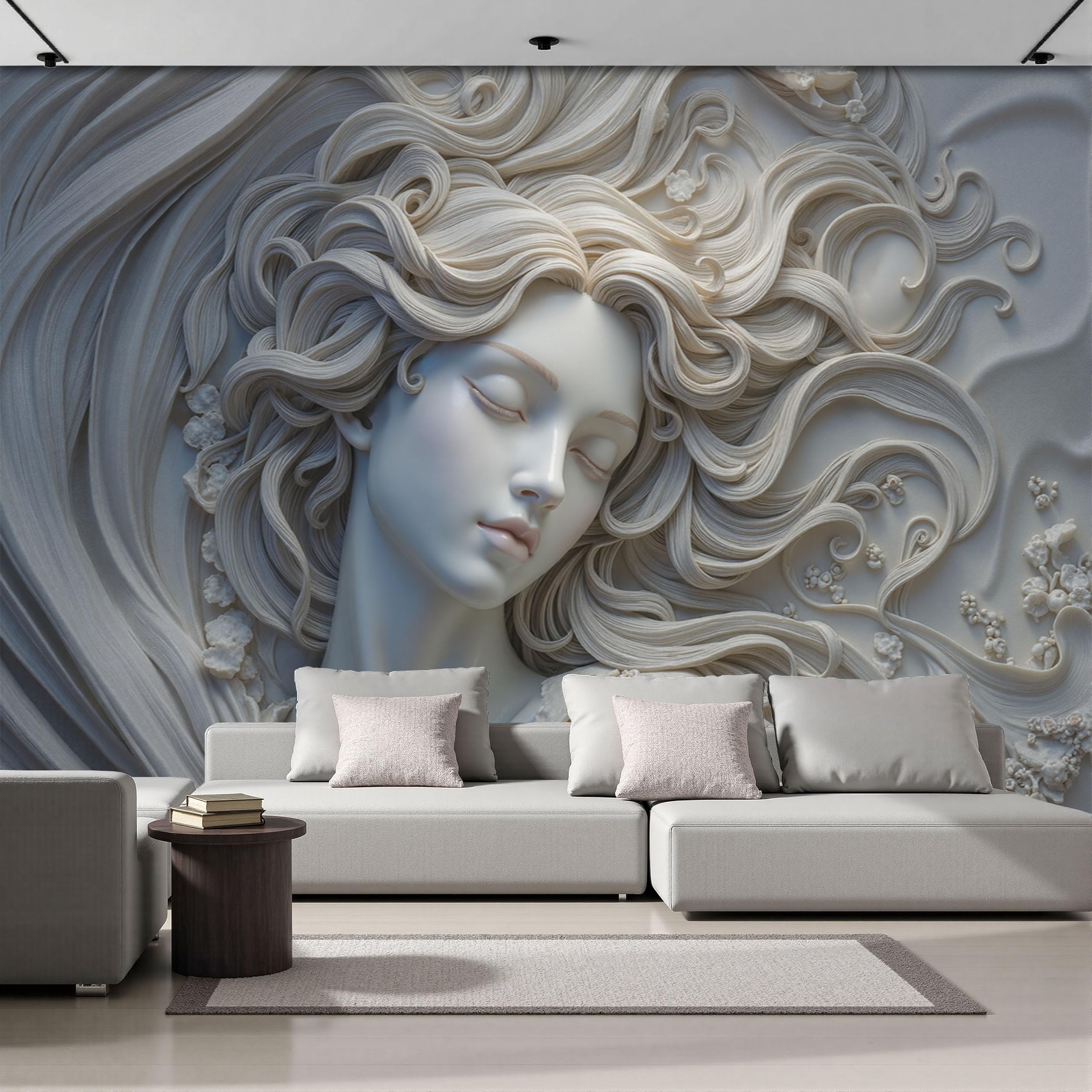 Papier Peint Relief Belle Femme pour Chambre et Bureau | Décoration Murale Poster XXL Beige