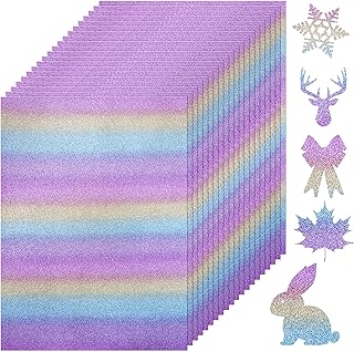 グリッターカードストック 20枚 8.5 x 11インチ、グラデーションカラー 厚手 250gsm プレミアムスパークリングカードストックペーパー カード作成 DIY クラフト パーティー デコレーション 学校 学生用品 (カラフル)