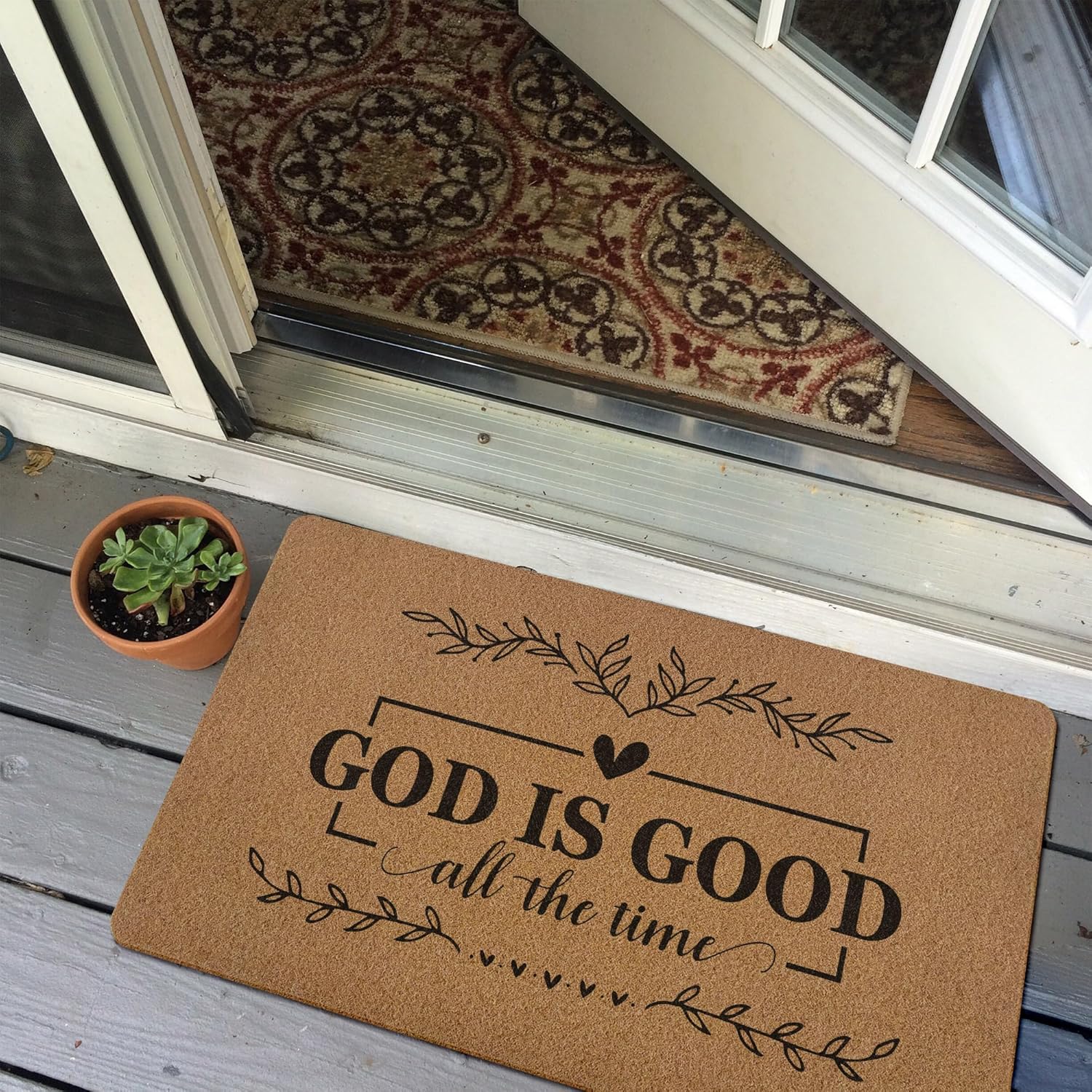 Christian God is Good Door Mat Doormat, Bible Verse Welcome Front Door Mat Indoor Outdoor Entrance, Rustic Religious Artificial Coir Doormats Rugs for Porch Patio Entryway Home Decor 30x17in