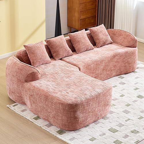 Miniatura 4 de Sofá Sillones de tela de felpilla de 101 pulgadas, sofá para sala con esponja de alta elasticidad, sofás para sala con diseño en forma de L para