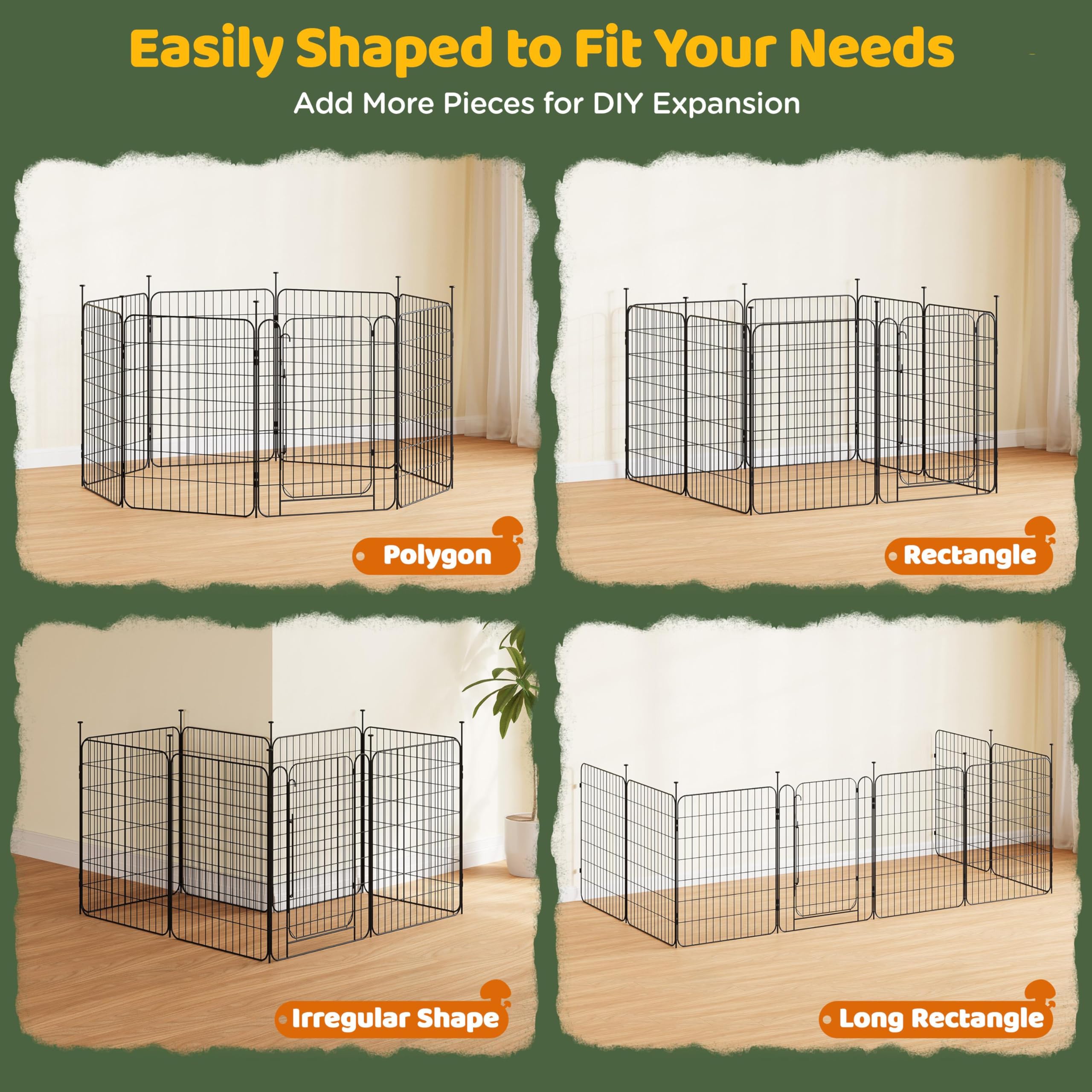 Yaheetech 8 Panneaux Parc pour Chien 60 x 80cm Enclos Chiens Interieur Cage Pliant Métal Extérieur