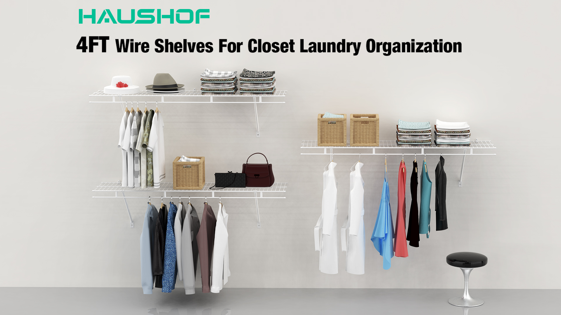 Amazon.com: HAUSHOF Closet Shelves Wall Mounted 4-Pack, 4 ft