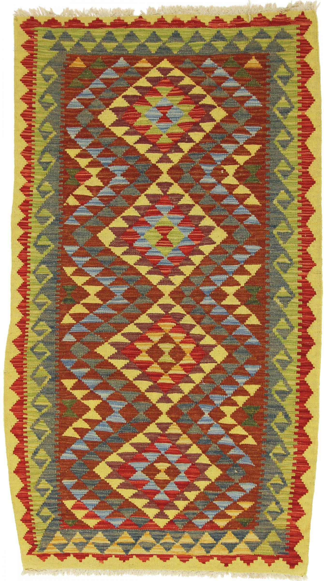 Tapis d'Orient Kilim Afghan tissé main en laine de haute qualité 103x193