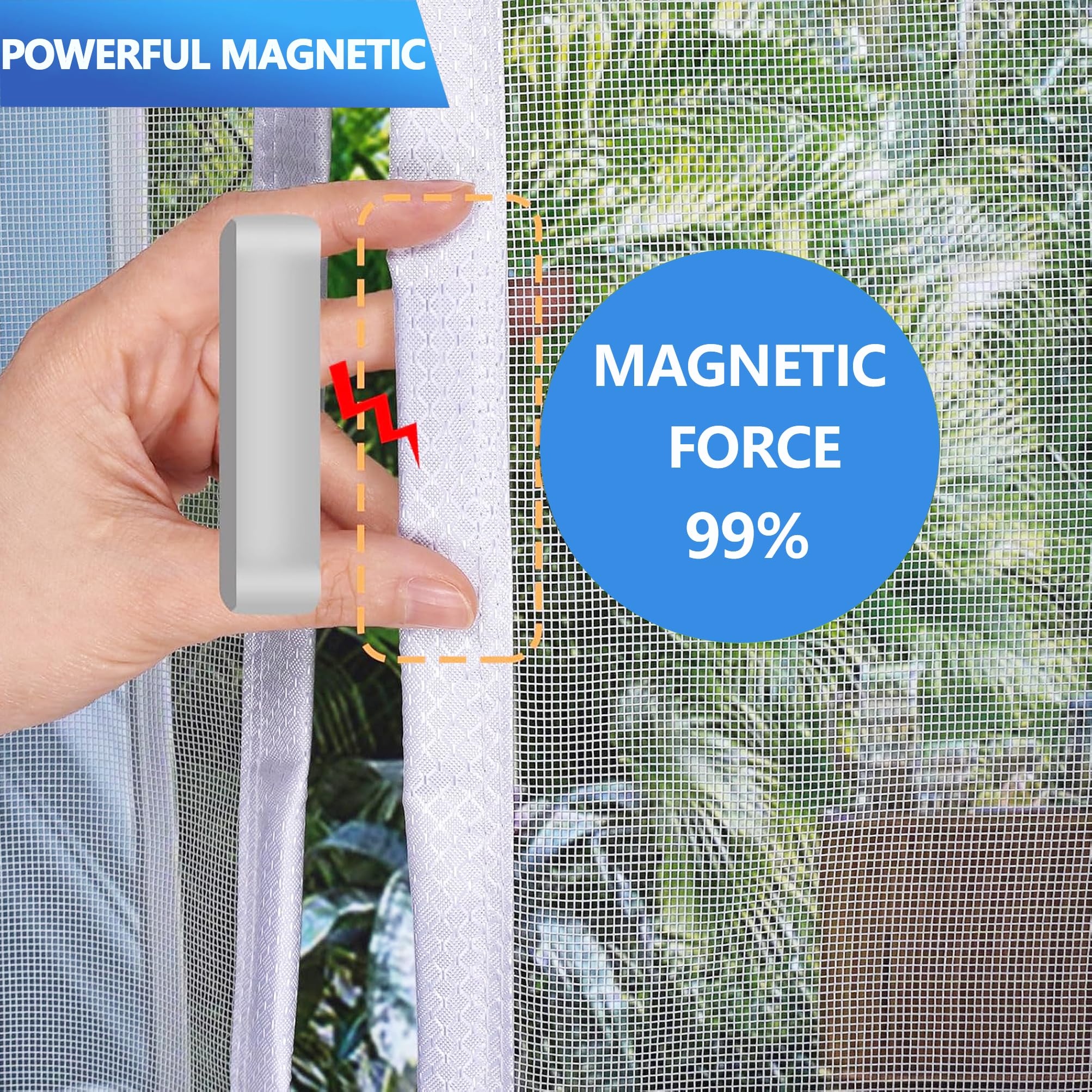 Zanzariera Porta Finestra Doppia 250x220cm Applicazione semplice peel-and-stick, senza lasciare segni Per case con grandi aperture verso l’esterno Bianco