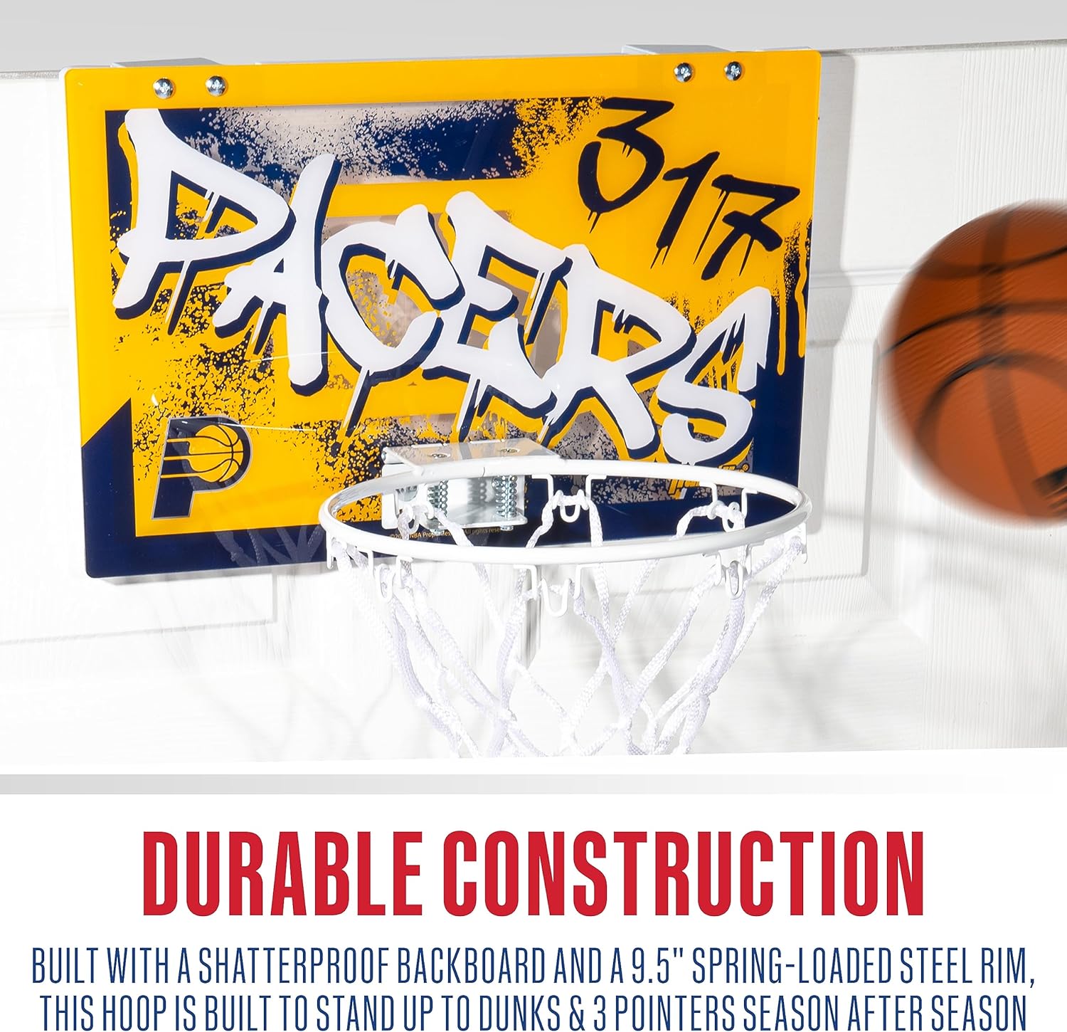 Franklin Sports NBA Team Over the Door Basketball Hoops - Kids Indoor Mini Basketball Hoop + Ball Set - NBA Fan Mini Hoops