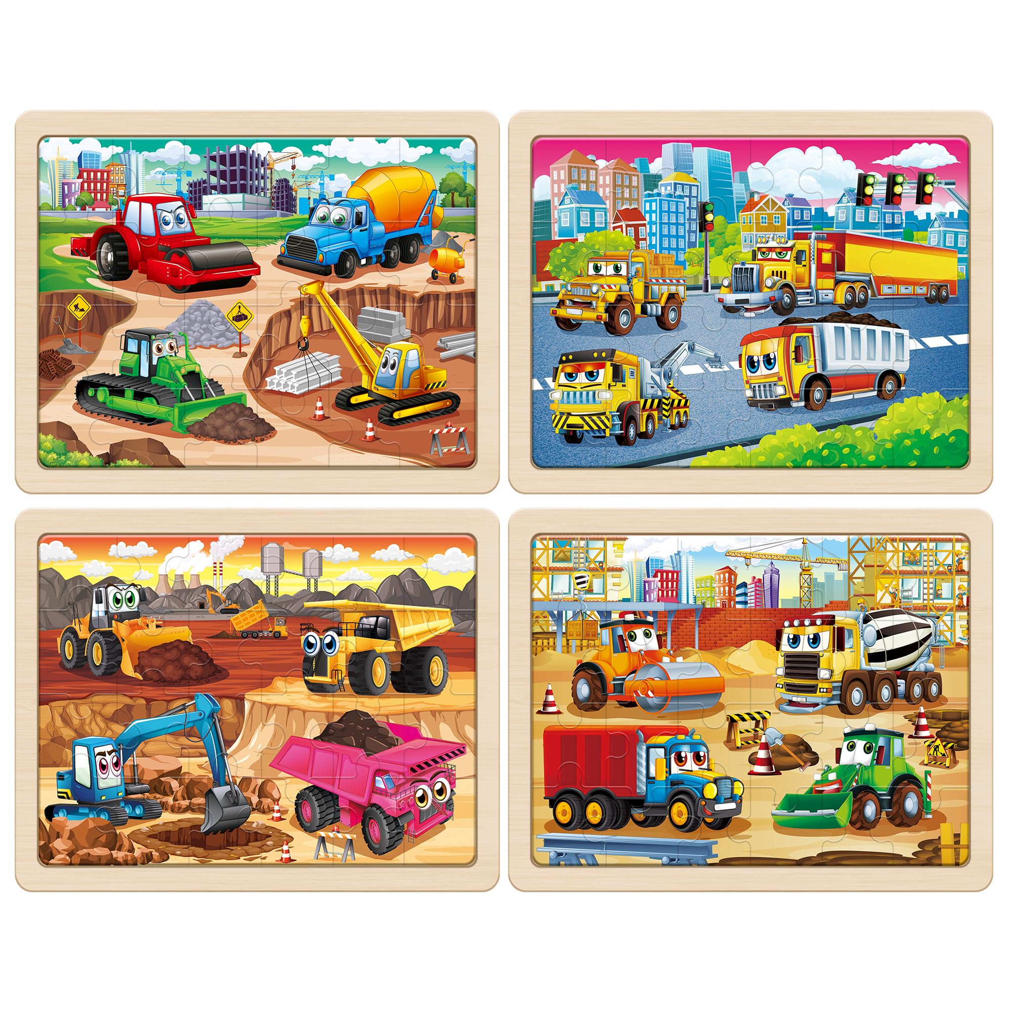 SYNARRY Wooden Construction Vehicles Jigsaw Puzzles for Kids 24 Piece Monster Truck Puzzles for 3 4 5 6 Year Olds - Image 2