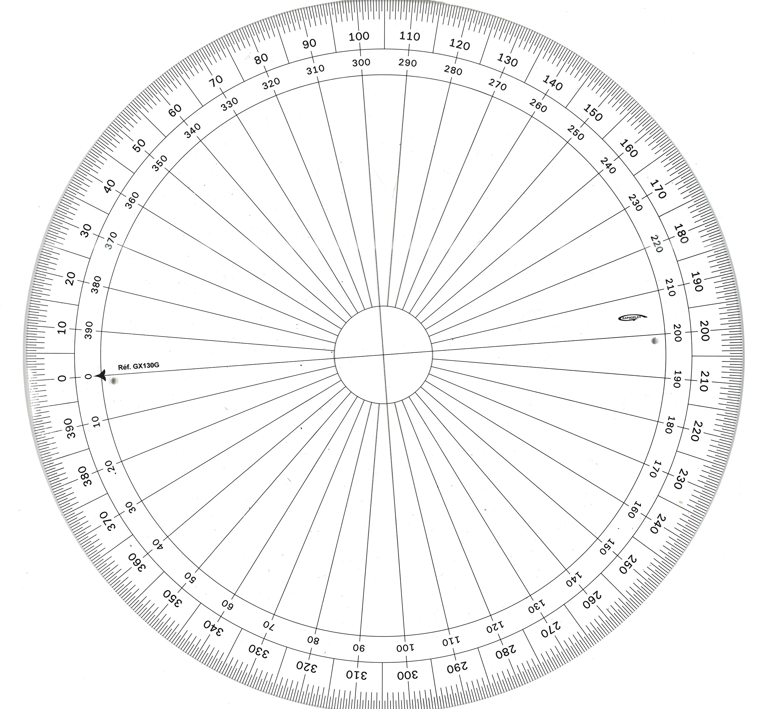 Graphoplexgx130g Full Circle Protractor Clear