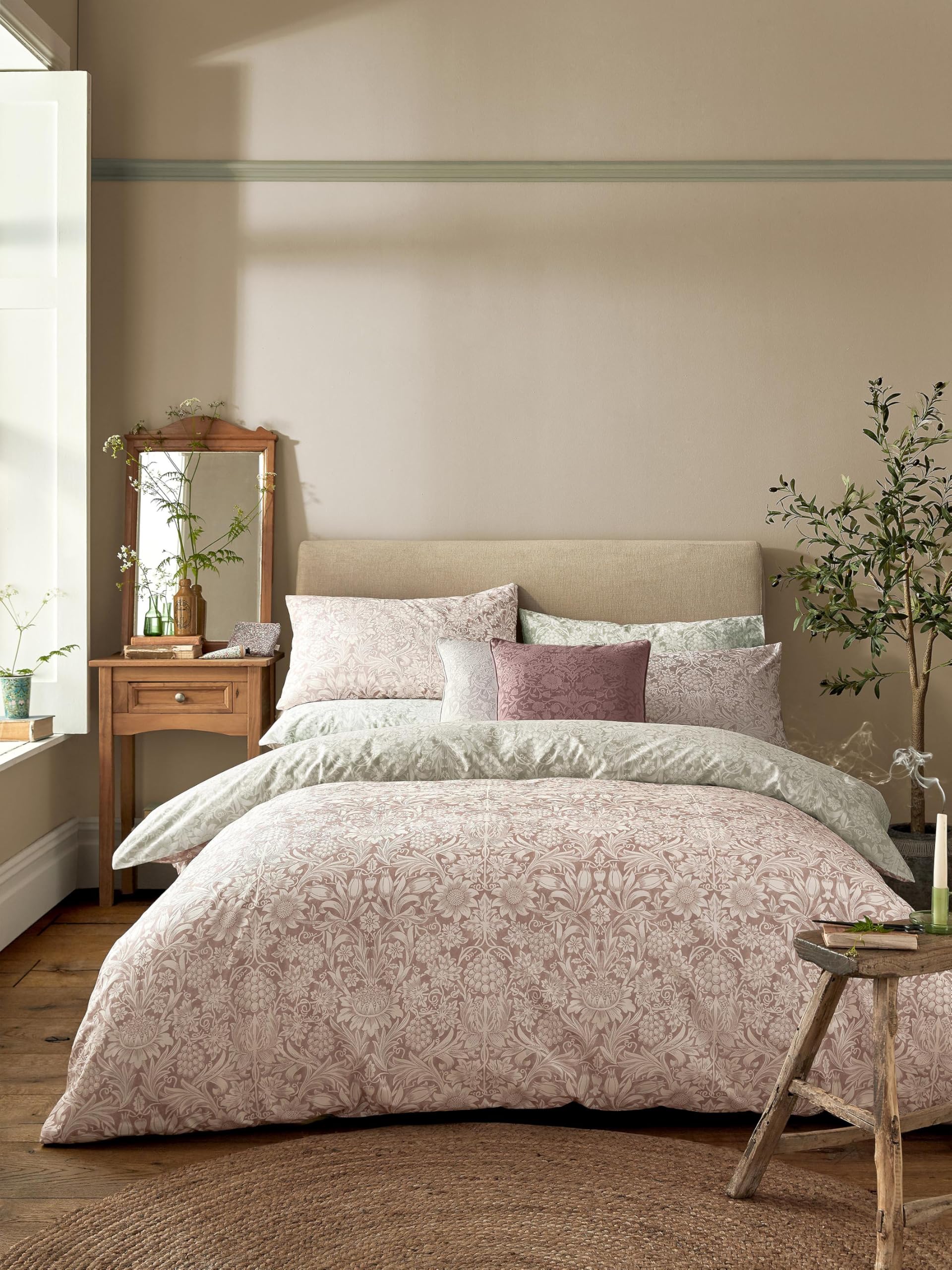 William Morris at Home Sunflower 100% Cotton Duvet Cover Set 200 Thread Count In Clay (King Size: 230cm x 220cm)