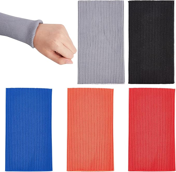 BENECREAT 10Pcs 5 Colors Knit Cuff Sleeve Ribbing Cuff Material, 5.9x3