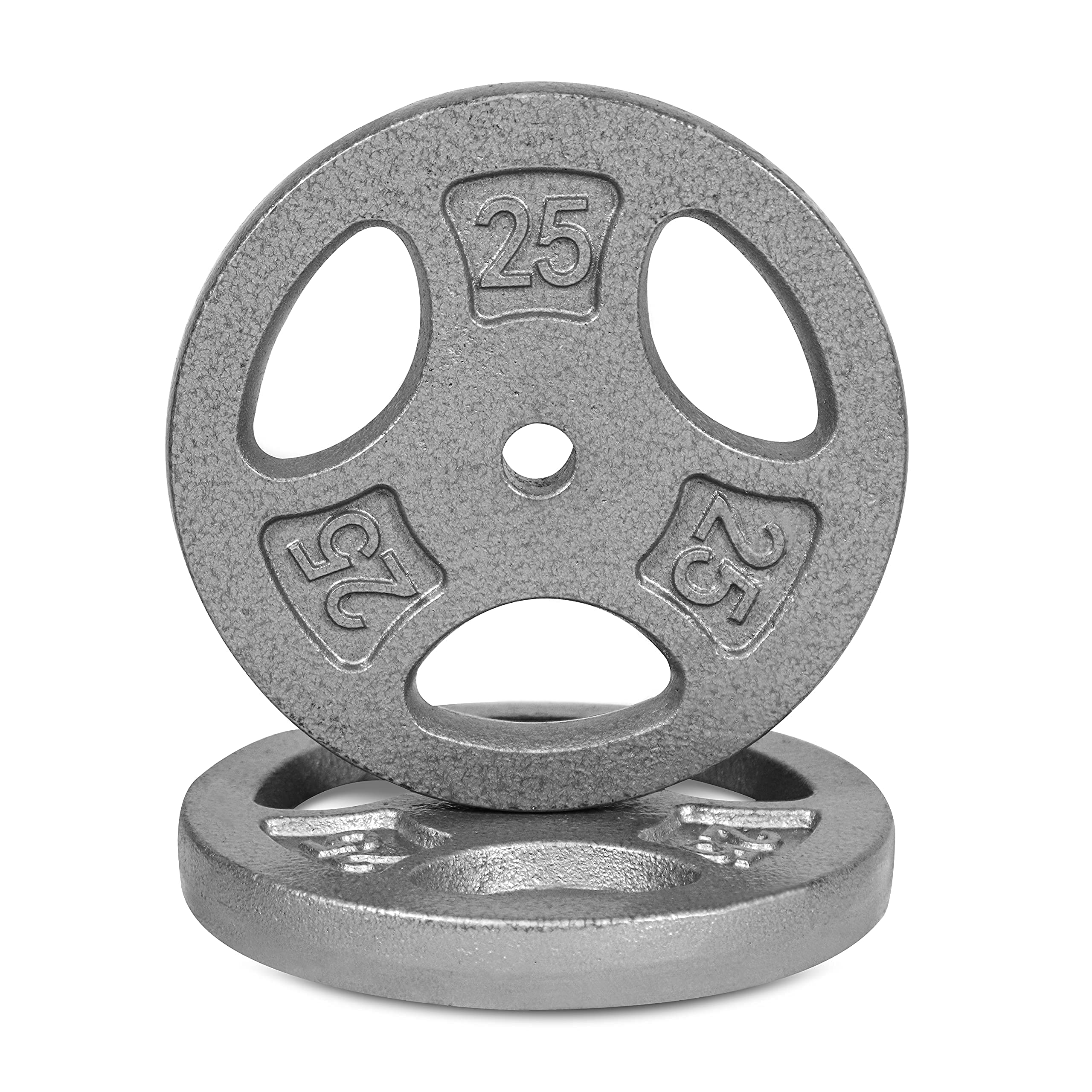 WF Athletic Supply Cast Iron 1-Inch Standard Grip Plate for Strength Training, Muscle Toning, Weight Loss & Crossfit - Gray, 25LB, Set of 2