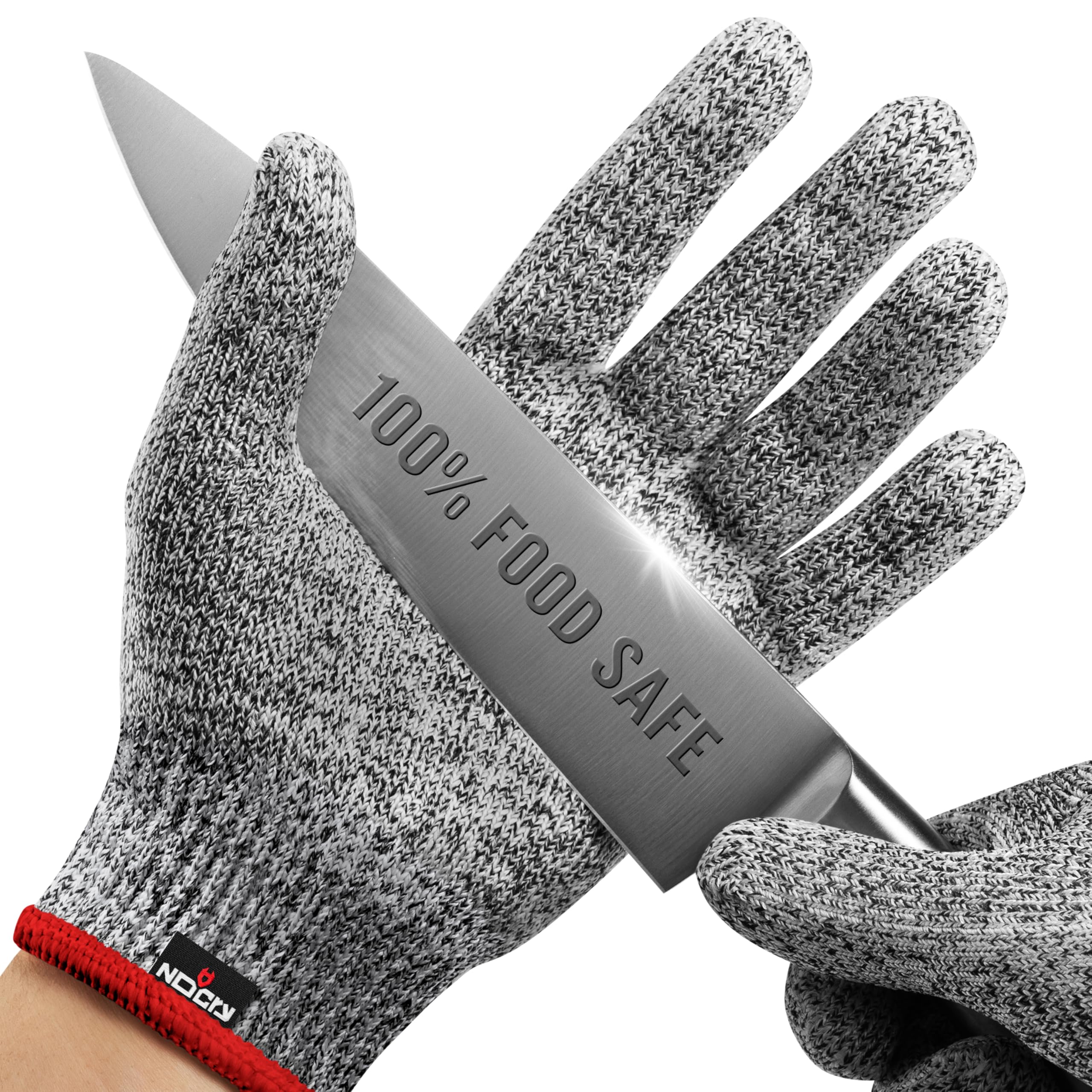 NoCry Premium Cut Resistant Gloves Food Grade for Kitchen — Superior Comfort and Dexterity; Level 5 Protection; Ambidextrous; Machine Washable; Lightweight — Perfect Cutting Gloves or Mandolin Glove