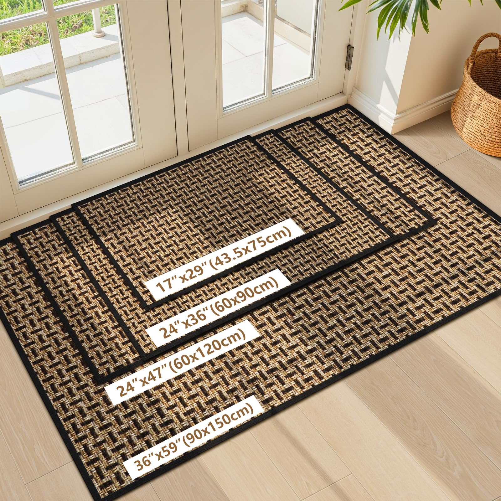 LEKEEPGO Tapis Entree Interieur 60x90cm, Paillasson Interieur Entree, Tapis de Sol Absorbant Lavable, Tapis Chambre Antidérapant, Tapis d'Entrée Fin pour Entrée, Couloir, Cuisine, Noir