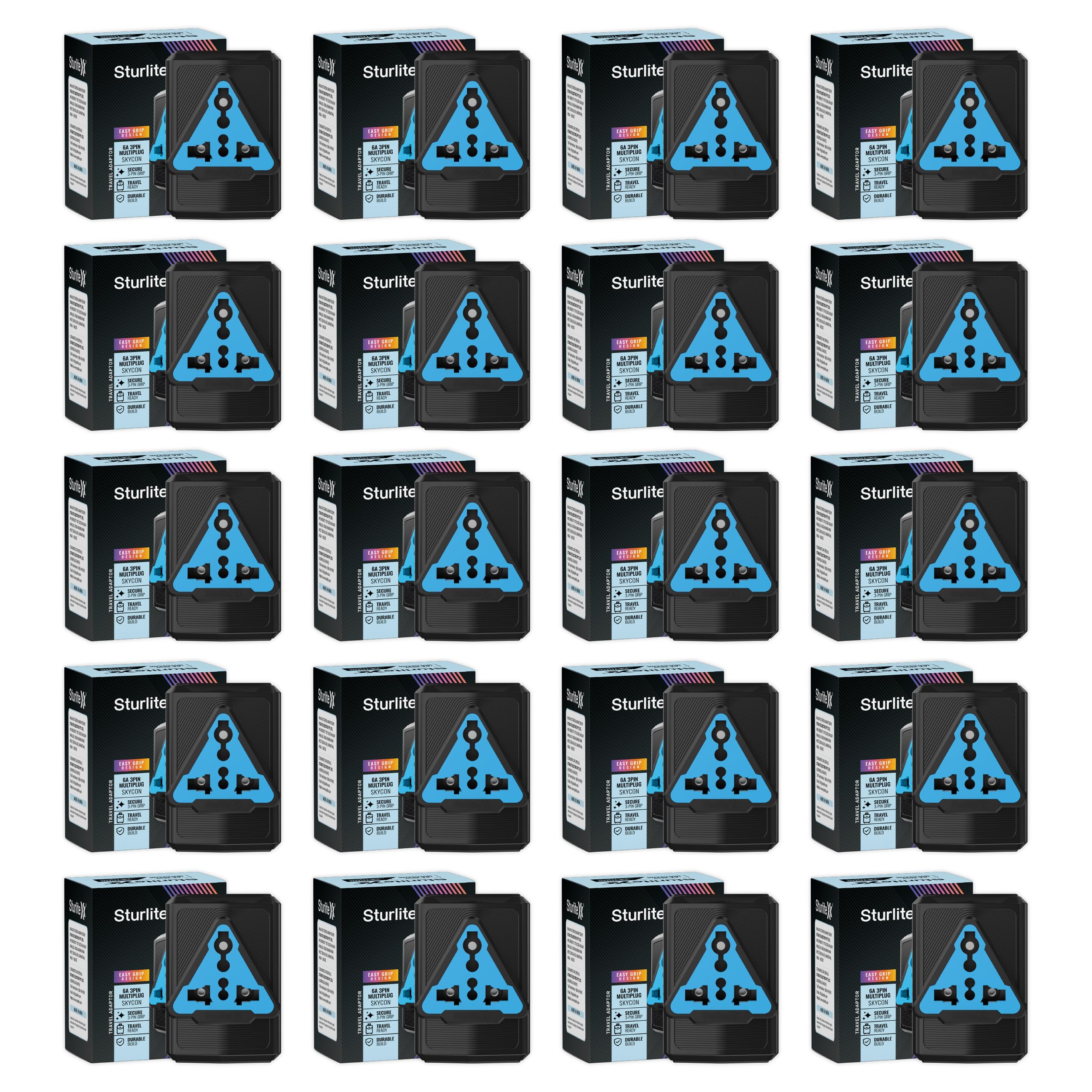 Sturlite SKYCON 6Amps 3 Pin Plug| Universal AC Travel Adapter| ABS Strong Body Socket - (Black, 20, Count)-image-44