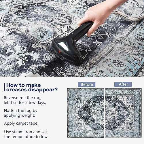 Miniatura 5 de YJ.GWL Alfombra vintage de 2 x 6 pies, lavable con estampado floral, para pasillo, cocina, lavandería, alfombra suave de pelo bajo para entrada,