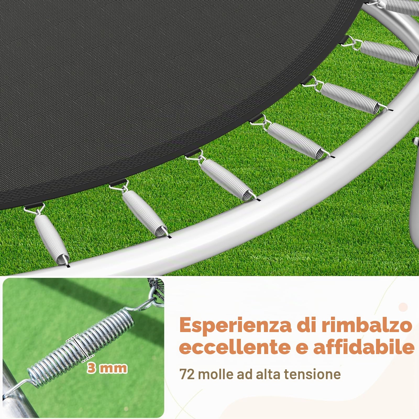 LIFEZEAL Trampolino da giardino per esterni, con rete di protezione e scala, trampolino per bambini, diametro 244/305/366 cm, con telaio in acciaio, attrezzature sportive per bambini e adulti