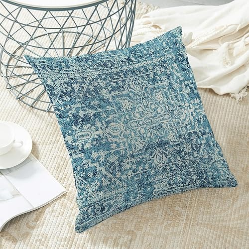 Miniatura 7 de BETGINY Fundas de almohada boho de 20x20, Fundas de almohada decorativas de diseño étnico azul verdoso para exteriores, Fundas de almohada