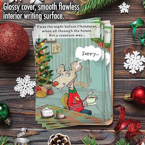 Miniatura 5 de NobleWorks Paquete de 12 tarjetas de felicitación de Navidad con sobres, caja de vacaciones humorística para hombres y mujeres (1 diseño, 12