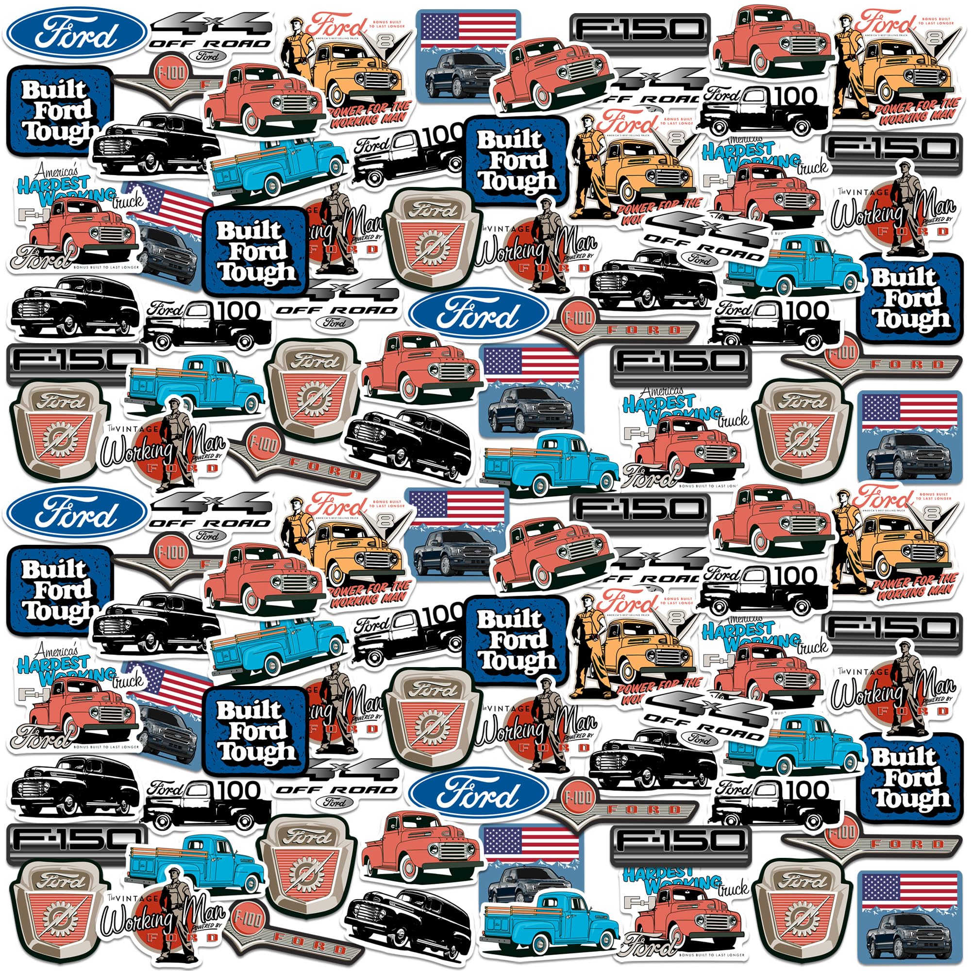 Ford Truck 200ct Vinyl Large Deluxe Stickers Variety Pack - Laptop, Water Bottle, Scrapbooking, Tablet, Skateboard, Indoor/Outdoor
