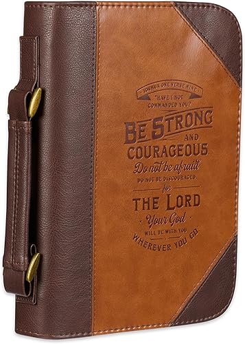 Christian Art Gifts Funda de la Biblia clásica Do Not Be Afraid Joshua 19, piel sintética, caramelomarrón, XL