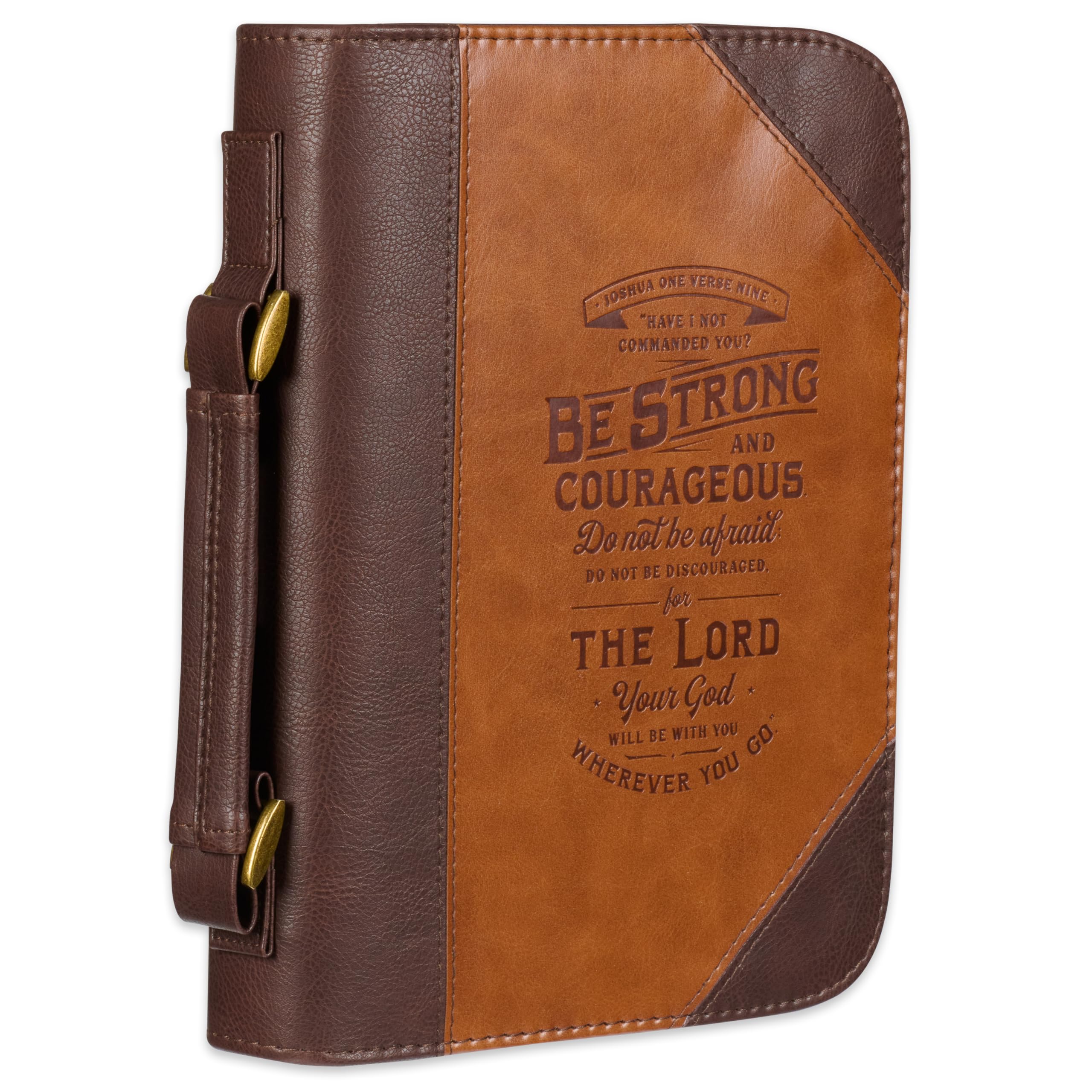 Christian Art Gifts Classic Bible Cover Do Not Be Afraid Joshua 1:9 Faux Leather, Toffee/Brown, Medium