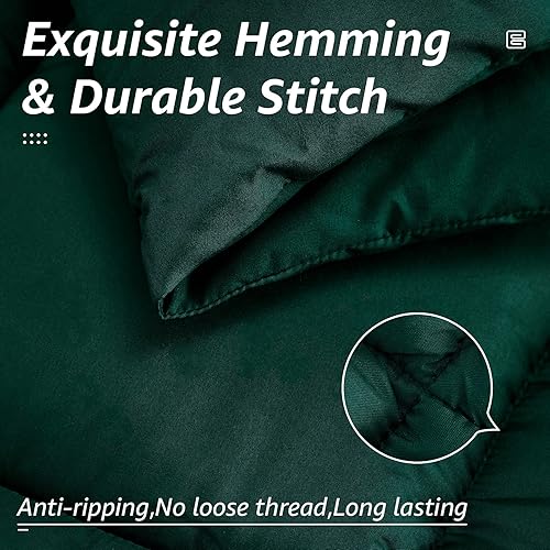 Miniatura 4 de Hyleory Edredón para cama individual, para todas las estaciones, relleno de plumón de ganso alternativo con pestañas de esquina, para invierno,