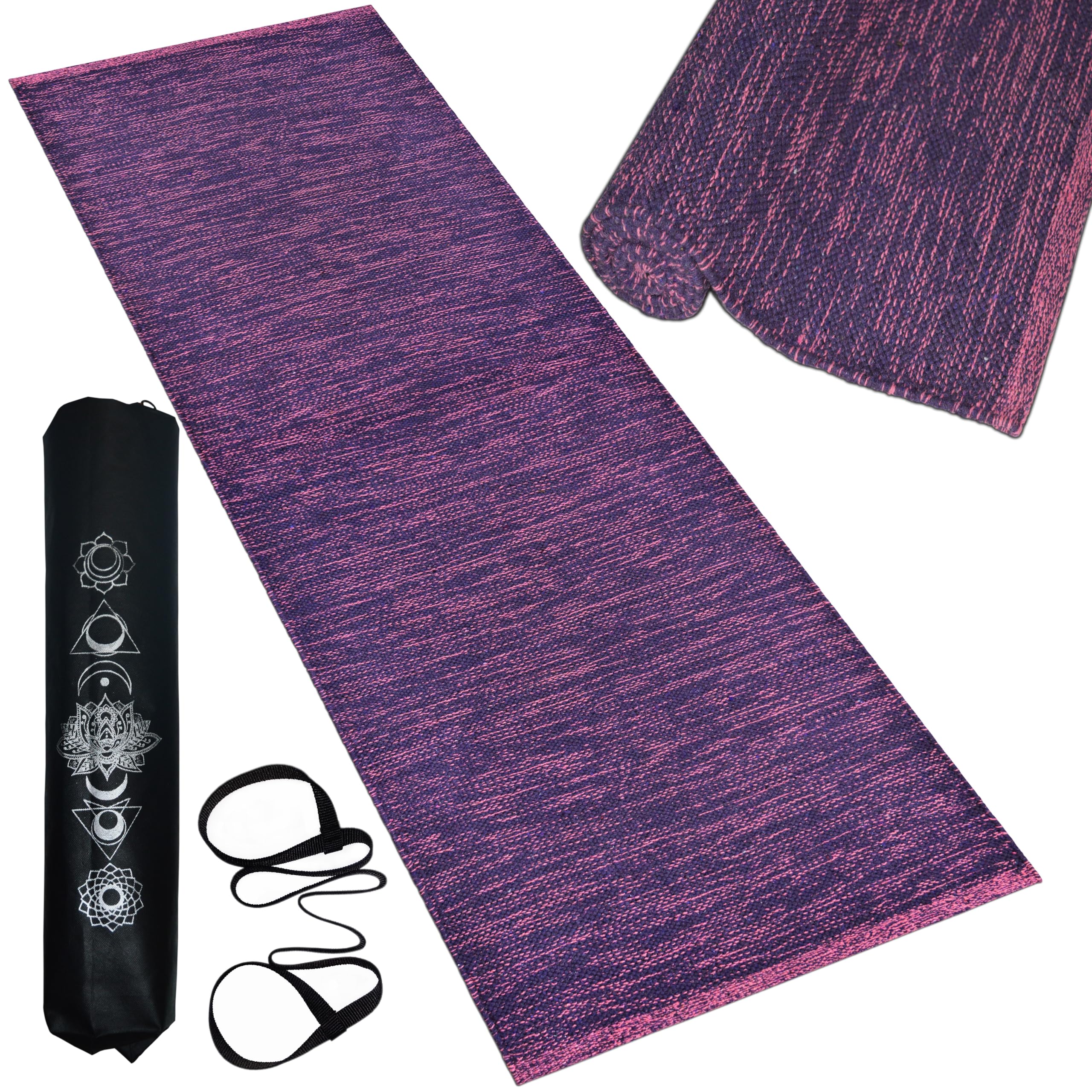 Luxe Looms - Pure Cotton Yoga Mat for Women and Men, Size- 60x180 cm (2x6 feet), Handloom Woven with 6 mm Thick, Strong Anti-Slip Backing, Eco-Friendly (Purple) (B0DBG6MMFK) Amazon Price History, Amazon Price Tracker