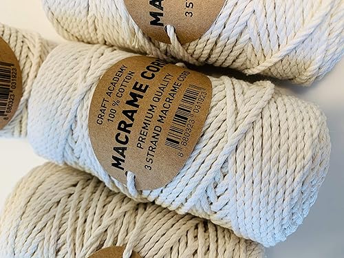 Miniatura 2 de Cordón de macramé de algodón 100% natural de 0.118 in - 75 yardas. Calidad prémium. Importación turca