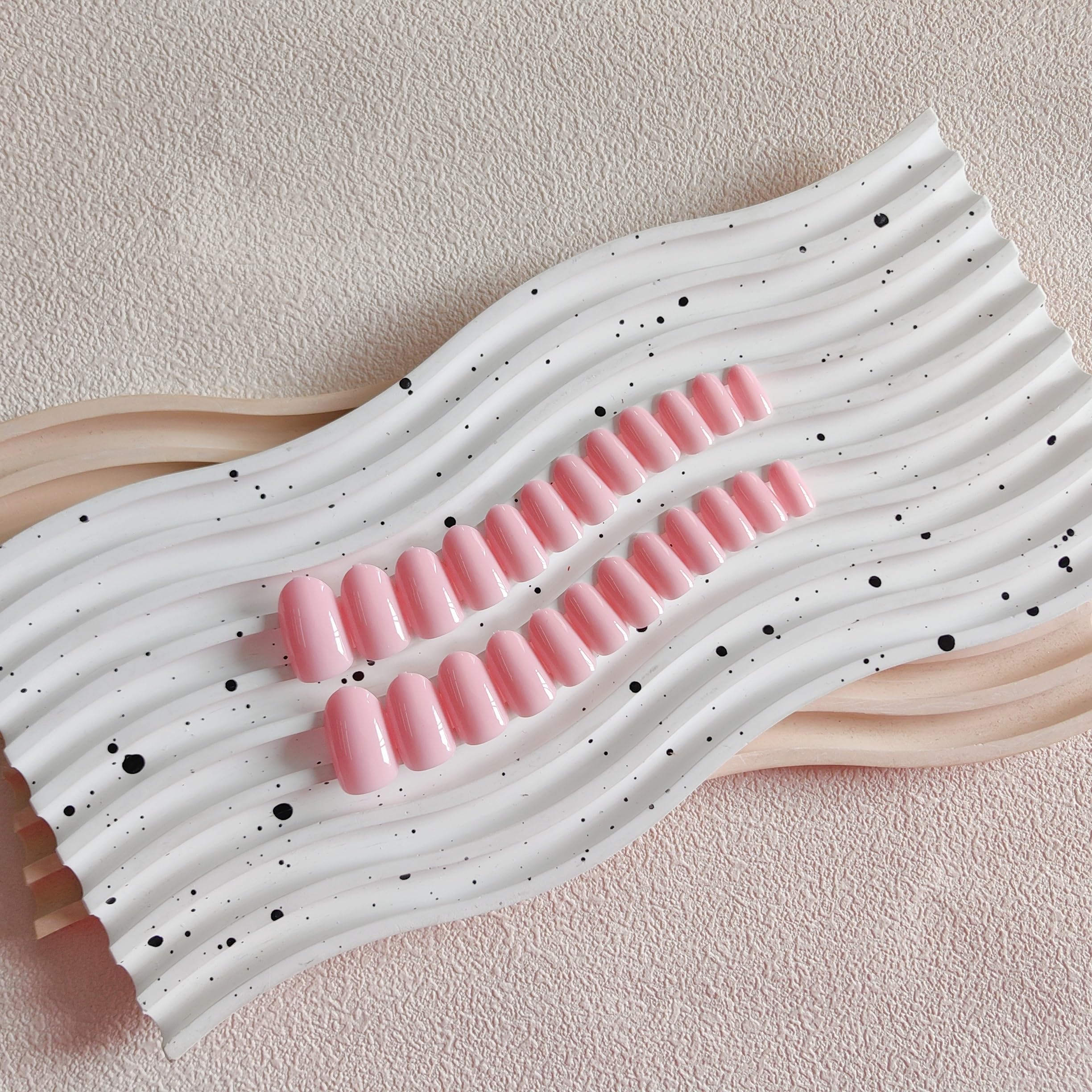 SXVME Baby Pink False Nails Short Oval, Simple Acrylic Press on Nails Short, Pink Fake Nails Press on - Image 4
