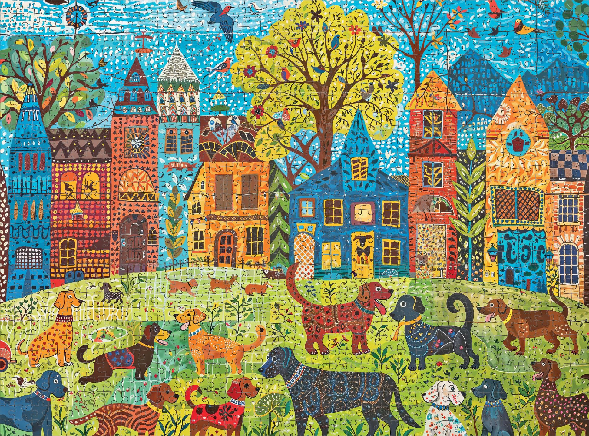 Cross & Glory - Colorful Canines: A Dog Park Day - 1000 Piece Jigsaw Puzzle for Adults | Whimsical | Premium Quality | Vibrant Design | Satin Finish | 20 x 27 Inches