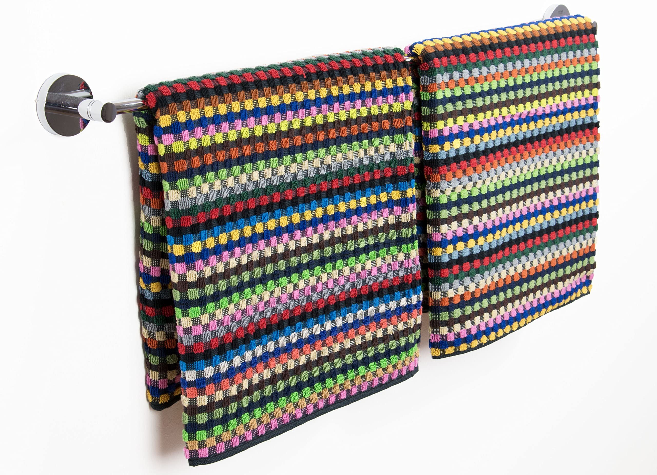 ZOLLNER set di 2 teli doccia, colorati misti, 70x140 cm, in 100% cotone