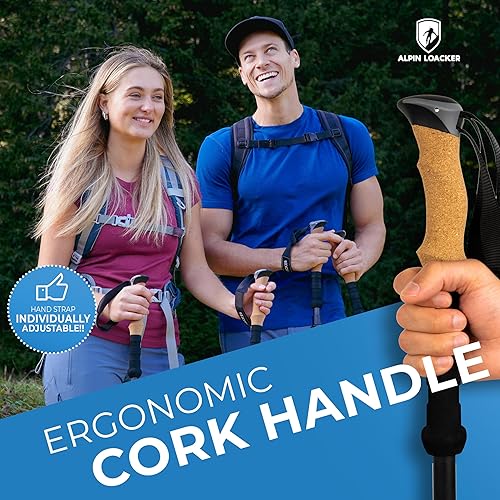Miniatura 4 de ALPIN LOACKER Bastones de trekking plegables para senderismo I Bastones de senderismo de carbono o aluminio, ultraligeros I Bastones de trekking