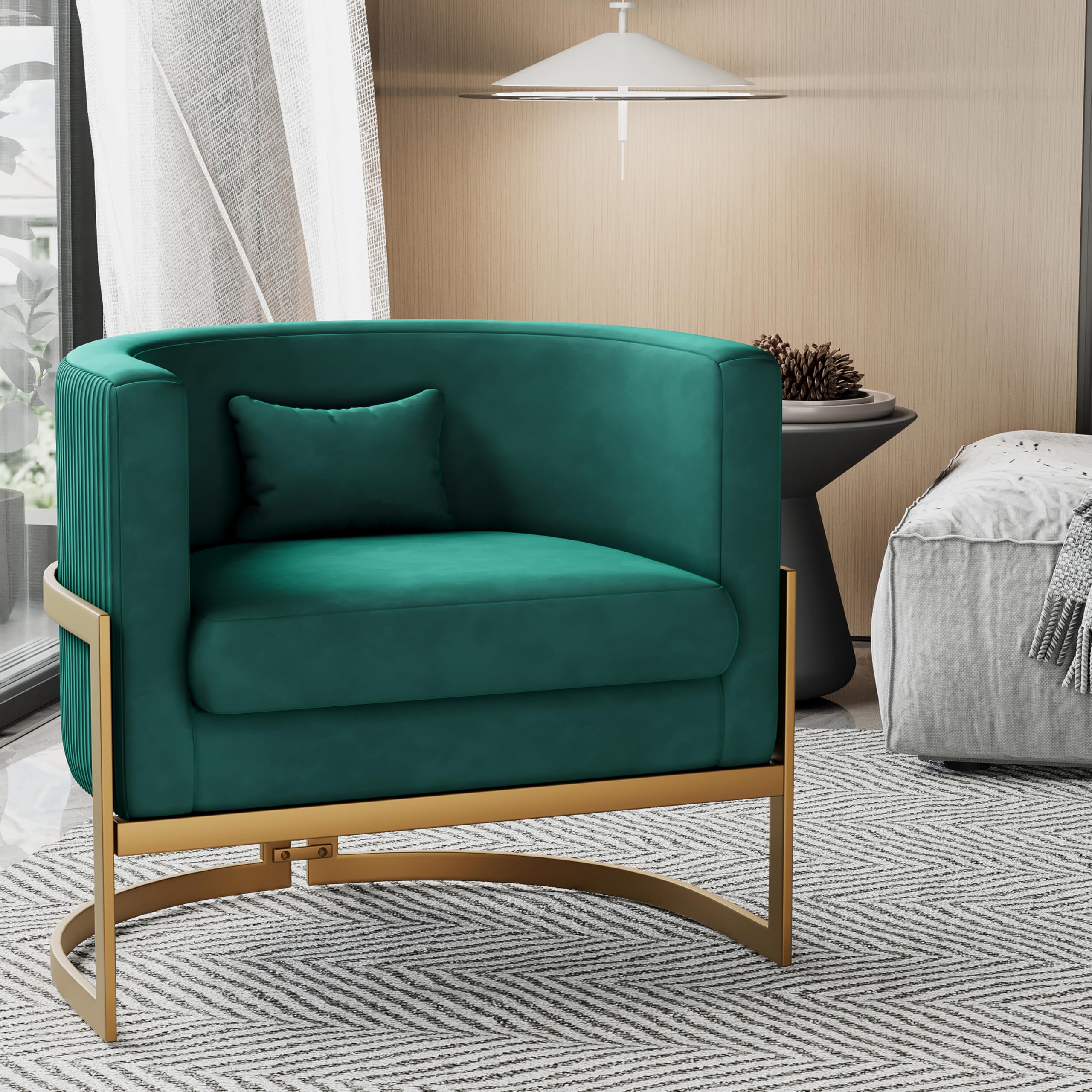 Alunaune Modern Living Room Chair Velvet Barrel Accent Chairs Armchair, Upholstered Lounge Chair Mid Century Tub Bucket Club Side Chair Sofa for