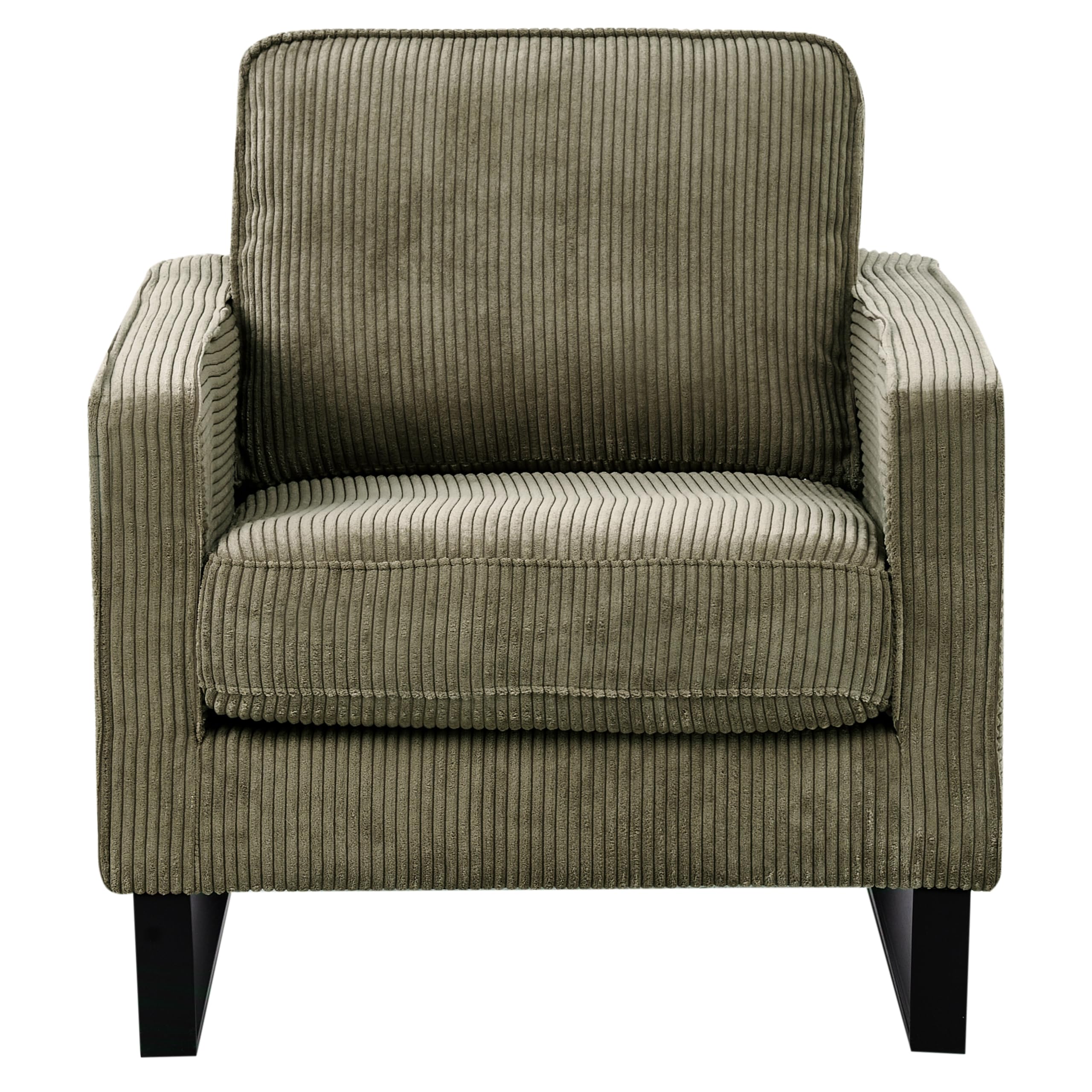 Beliani Retro Sessel Cord grün mit Armlehnen Schwarze Füße aus Edelstahl Vind