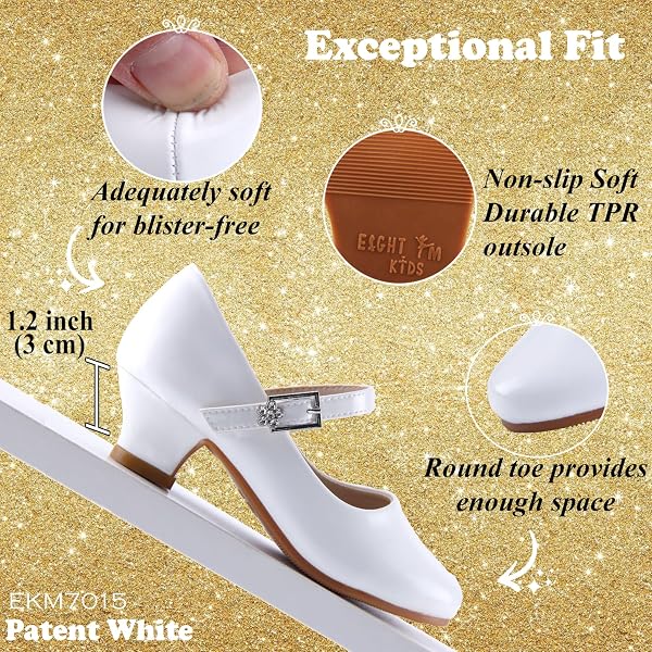 EIGHT KM - Mädchen High Heel Kleid Schuhe - Mary Jane Prinzessin Hochzeit Pumps - Funkelnder Glitzer Glatt Schuhe für Kinder Kleinkind - 4