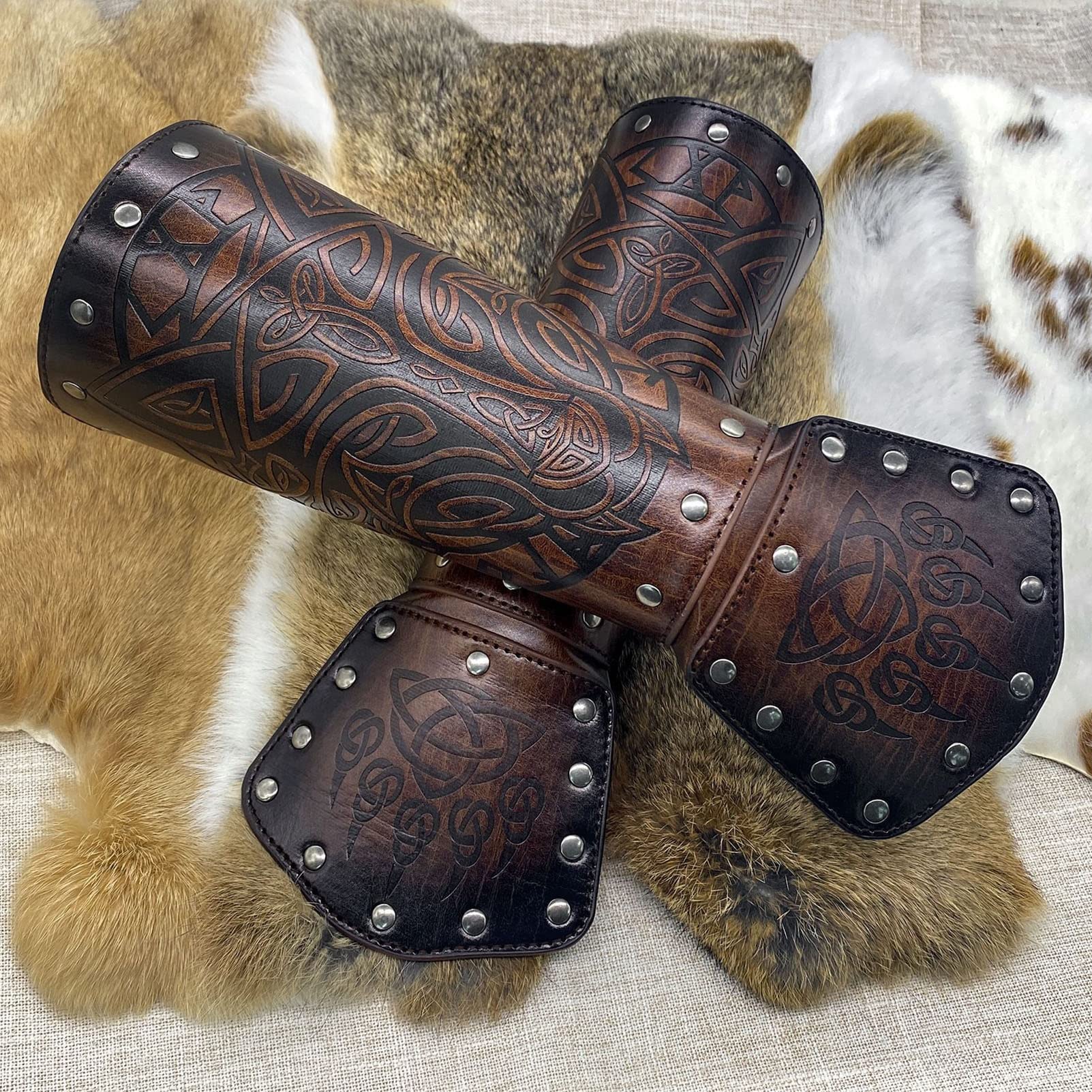 Medieval Accessories Viking Bracers Medieval Leather Bracers - Main Image