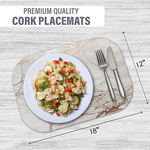 Miniatura 2 de Dainty Home Juego de 4 manteles individuales ovalados de corcho con mármol rosa dorado, resistentes al calor, antideslizantes, fáciles de limpiar,